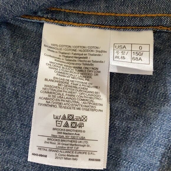 Brooks Brothers Sleeveless Denim Top Sz 0 - Picture 7 of 8